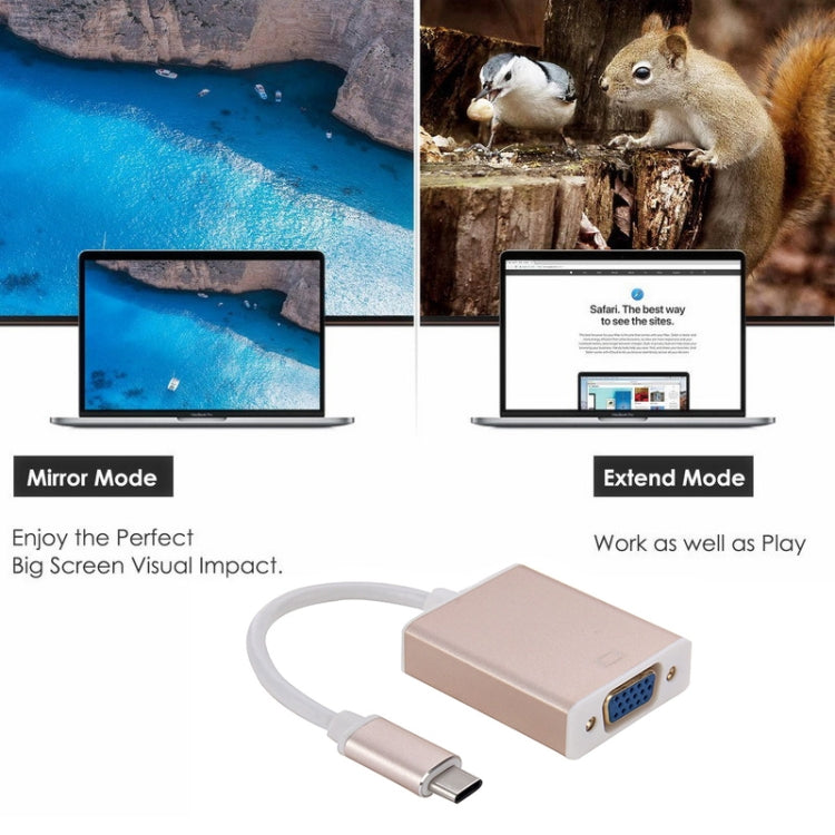 USB-C / Type-C 3.1 to VGA Multi-display Adapter Cable,Cable Length: About 10cm(Gold)