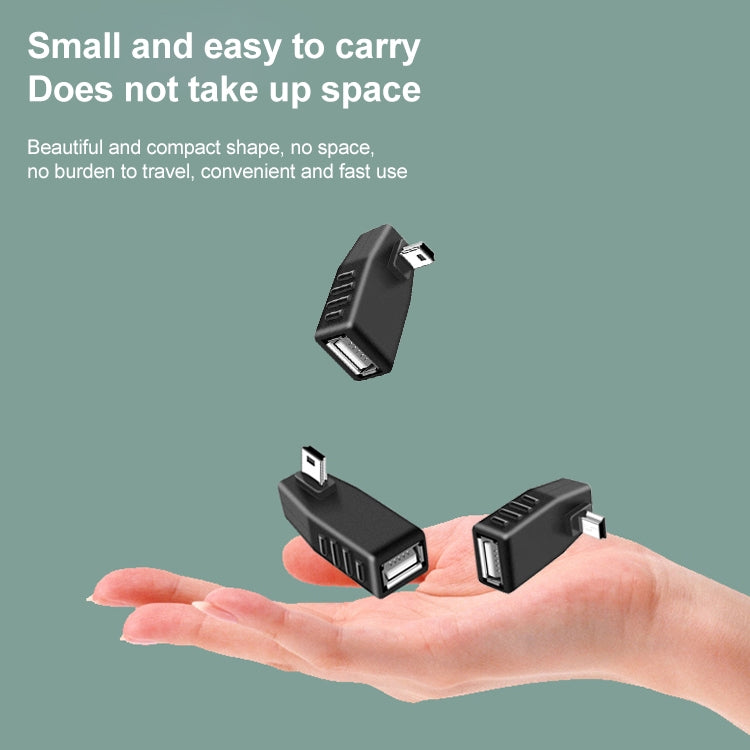 Mini USB Male to USB 2.0 AF Adapter with 90 Degree
