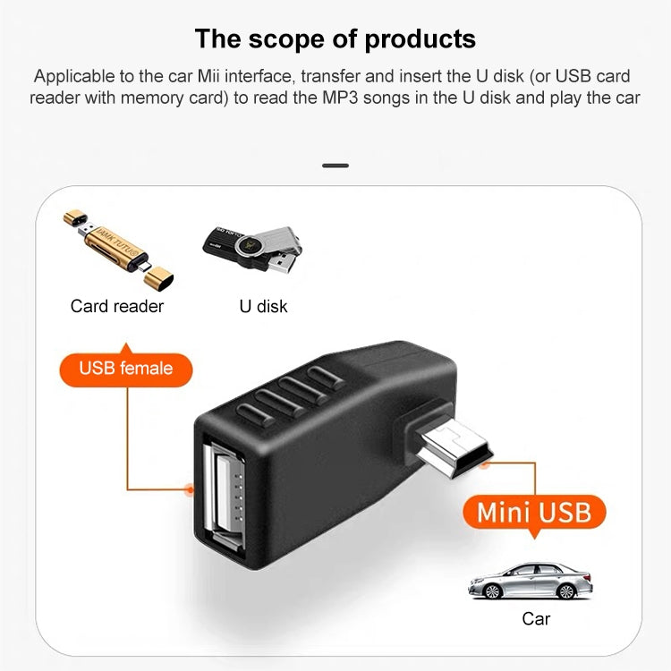 Mini USB Male to USB 2.0 AF Adapter with 90 Degree