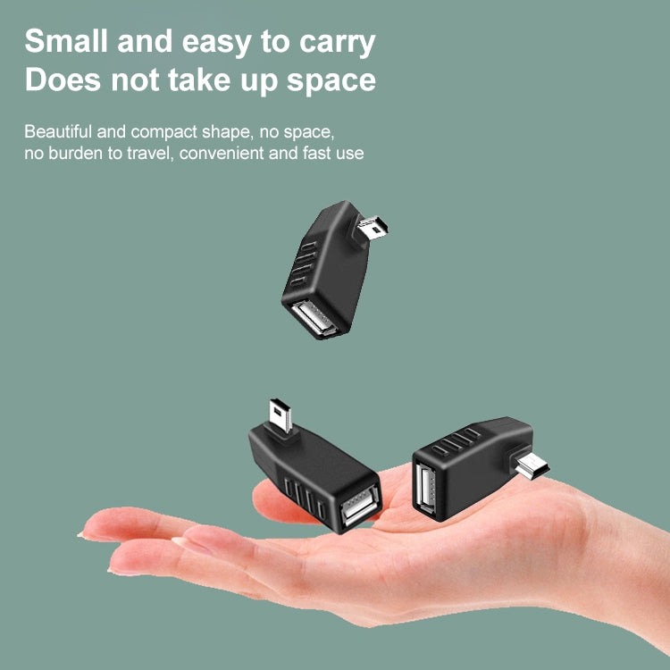 Mini USB Male to USB 2.0 AF Adapter with 90 Degree