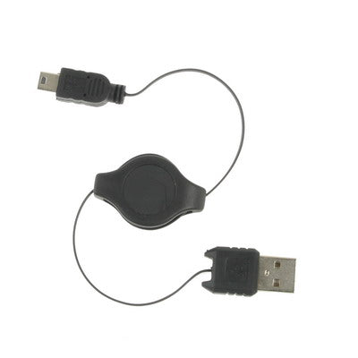 Retractable USB AM to Mini 5 Pin Cable, Length: 75cm(Black)