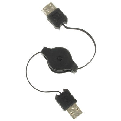 Retractable USB AM to USB AF Cable, Length: 80cm(Black)