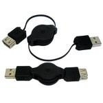 Retractable USB AM to USB AF Cable, Length: 80cm(Black)