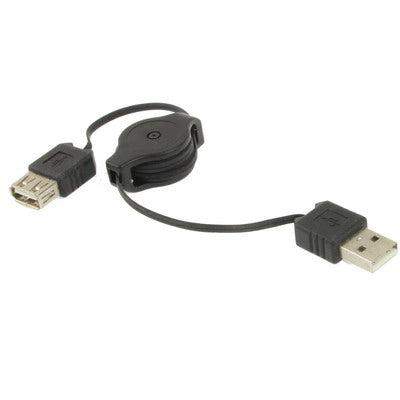 Retractable USB AM to USB AF Cable, Length: 80cm(Black)