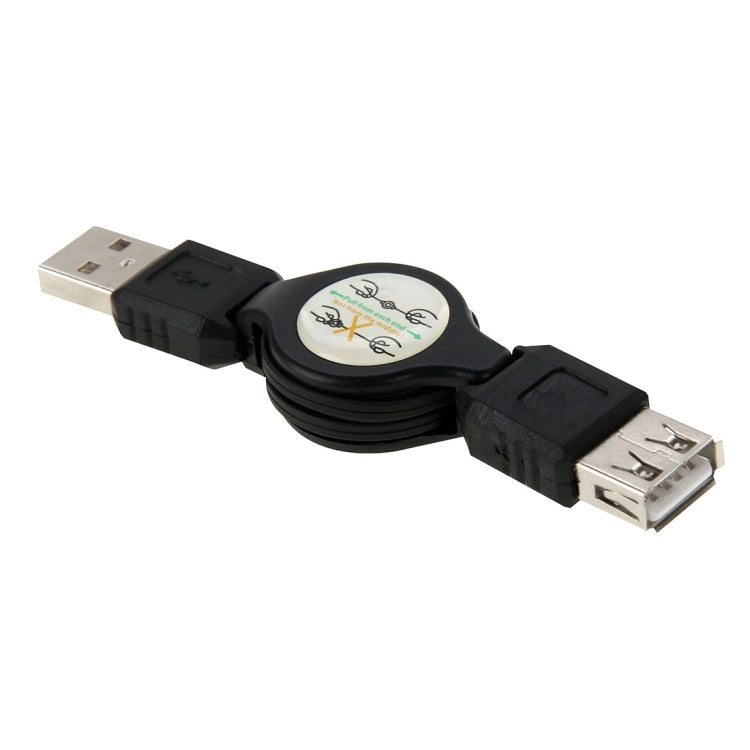 Retractable USB 2.0 AM to USB AF Cable, Length: 75cm(Black)