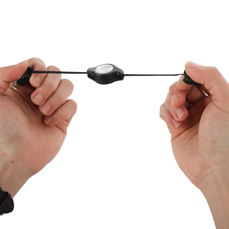 Retractable USB 2.0 AM to USB AF Cable, Length: 75cm(Black)