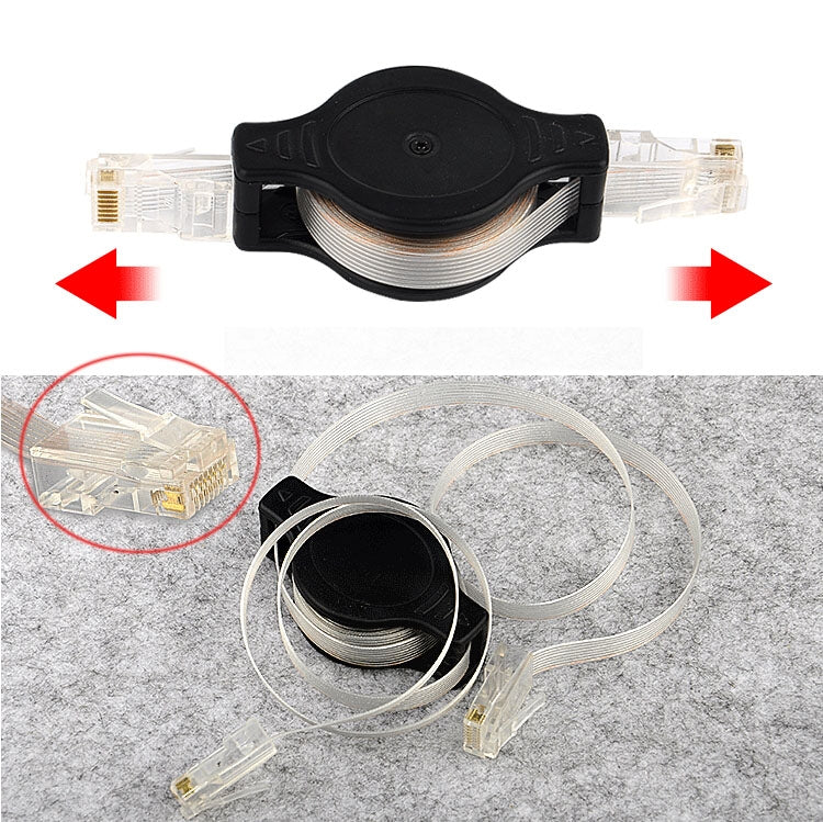 CAT5e Retractable RJ45 to RJ45 Cable, Length : 1.5 meter