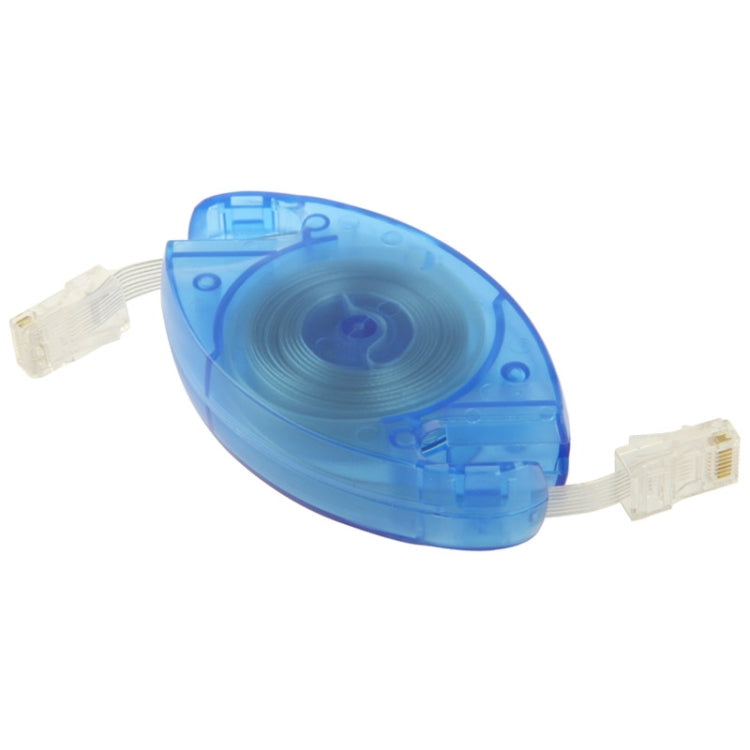 RJ45 Plug Ultra-thin Flat Transparent Retractable LAN Network Cable, Length: 2.4m(Blue)