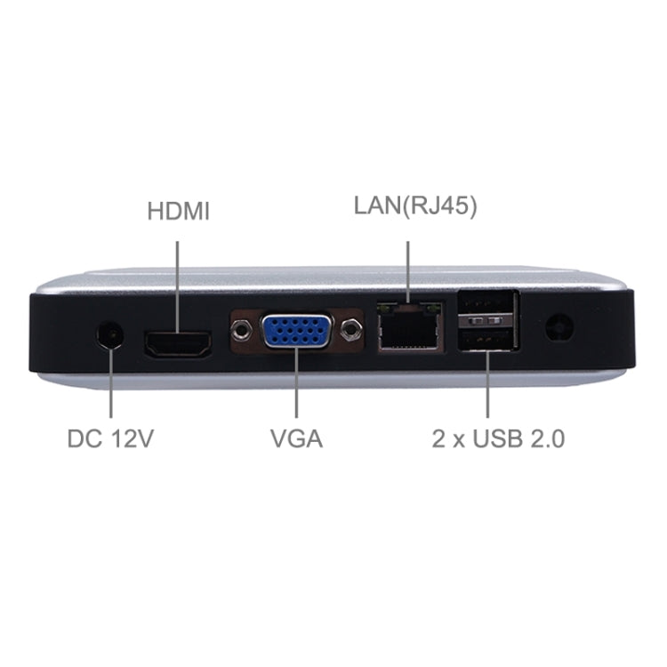 TK620M Fanless Mini PC, Intel J1800 Dual Core 2.41GHz, 2G RAM, 16G SSD, Support Windows / Linux OS(Silver)