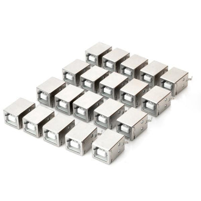 USB Type-B 4-pin Female Connectors (20 Pcs in One Package, the Price is for 20 Pcs)(Silver)
