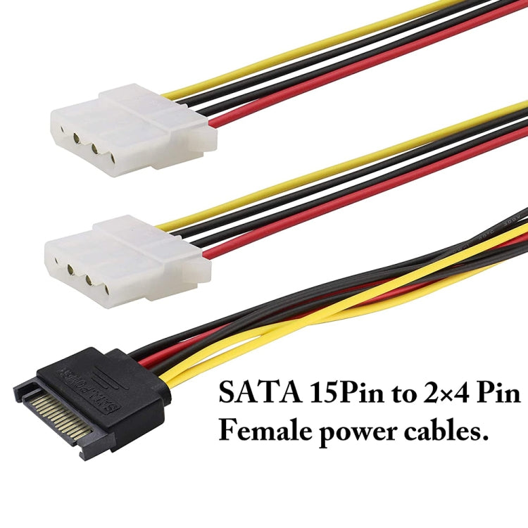15 Pin to 2 x 4 Pin SATA Power Molex Power Y-Cable, Length: 15.2cm