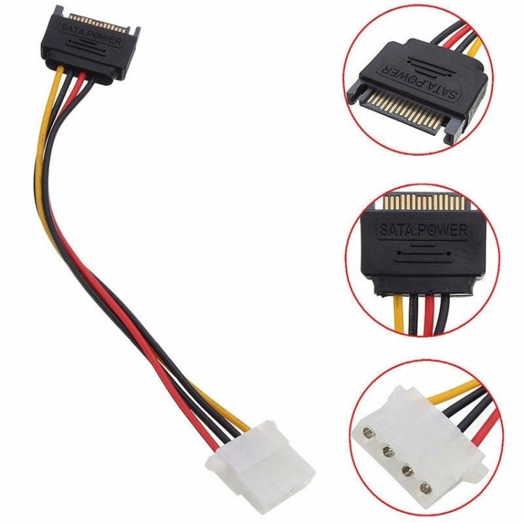 15 Pin IDE Male to 4 Pin SATA Female Molex Power Cable, Length: 15.3CM