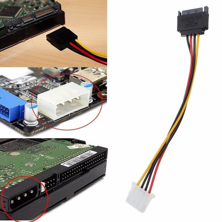 15 Pin IDE Male to 4 Pin SATA Female Molex Power Cable, Length: 15.3CM