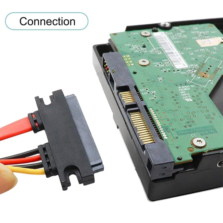 15 + 7 Pin Serial ATA Male to Female Data Power Extension Cable for SATA HDD, Length: