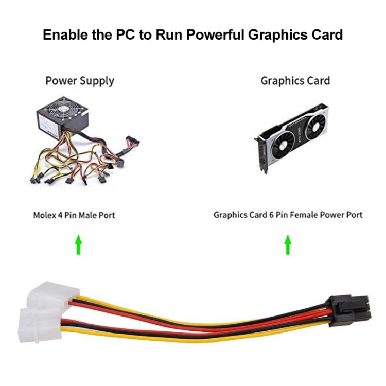 6 Pin Male to 2 x 4 Pin Female Power Cable, Length: 17.5cm