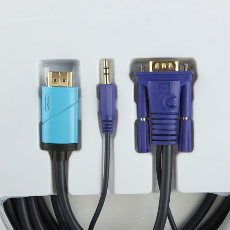 Full HD 1080P Conversion Cable HDMI to VGA and Audio Converter, Support 3D, Length: 5m