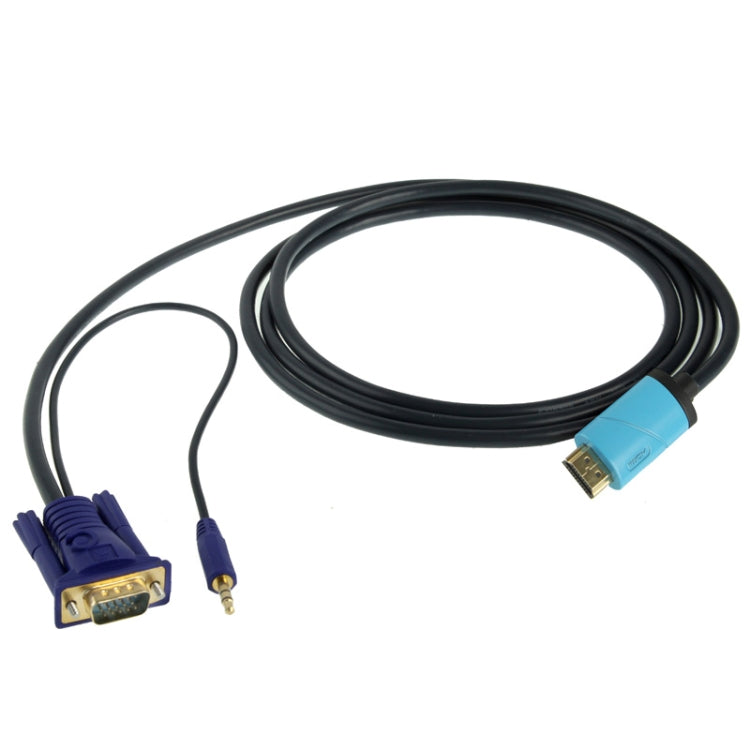 Full HD 1080P Conversion Cable HDMI to VGA and Audio Converter, Support 3D, Length: 5m