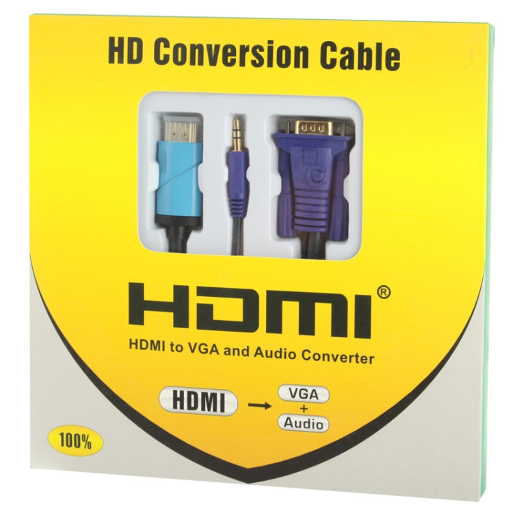 Full HD 1080P Conversion Cable HDMI to VGA and Audio Converter, Support 3D, Length: 5m