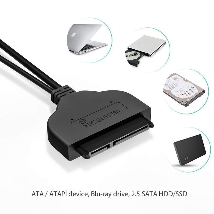 USB 3.0 to SATA 22 Pin 2.5 inch HDD Adapter with USB Power Cable, Length: 20cm