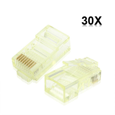 30 PCS High-Performance RJ45 Connector Modular Plug(Yellow)
