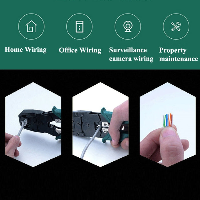 Multi Tool RJ45 RJ12 RJ11 Wire Cable Crimper Crimp PC Network Hand Tools(Green)