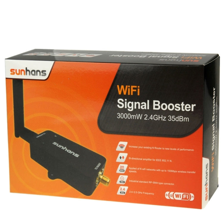 Sunhans SH24BTA-N 35dBm 2.4GHz 3W 11N/G/B WiFi Signal Booster WiFi Amplifier Wireless Repeater(Black)