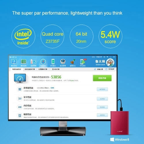 Ainol Windows8.1 Mini PC, Intel Z3735F Quad Core RAM:2G ROM:32G, with 7000mAh Power Bank Function for TV / Computer Monitors(Black)