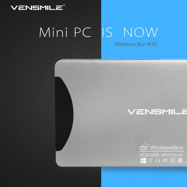VENSMILE W10 Mini PC, Intel Bay Trail CR, Z3735F CPU, ROM: 64GB, RAM: 2GB, Support Windows 8.1, Bluetooth, WiFi(Silver)