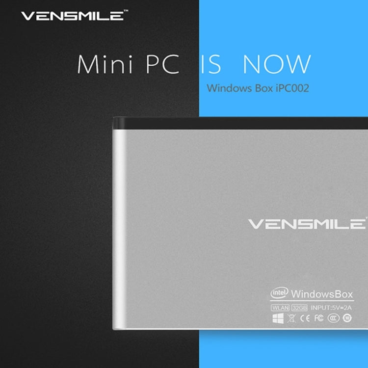 VENSMILE iPC002 Mini PC, Intel Bay Trail CR, Z3735F CPU, ROM: 32GB, RAM: 2GB, Support Windows 8.1, Bluetooth, WiFi(Silver)