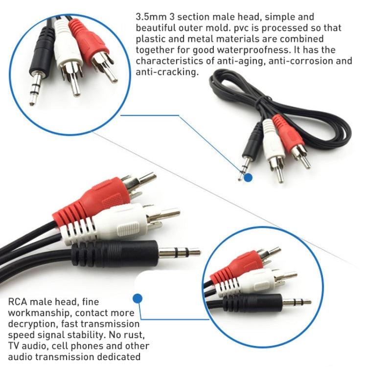 Normal Quality Jack 3.5mm Stereo to RCA Male Audio Cable, Length: 3m