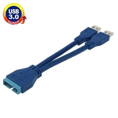 2 x USB 3.0 AM to USB 3.0 20 Pin Male Cable, Length: 15cm