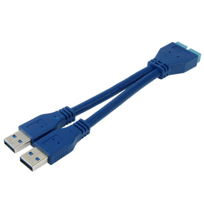 2 x USB 3.0 AM to USB 3.0 20 Pin Male Cable, Length: 15cm