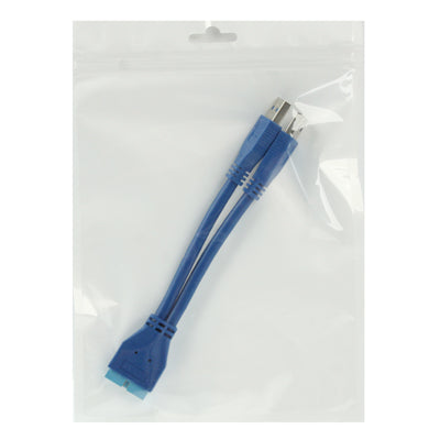 2 x USB 3.0 AM to USB 3.0 20 Pin Male Cable, Length: 15cm