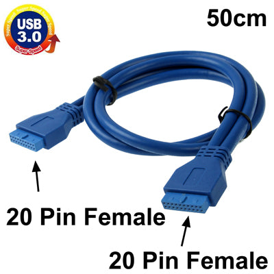 USB 3.0 Motherboard 20 Pin Female to 20 Pin Female Extension Cable, Length: 50cm