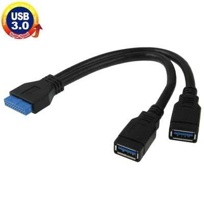 2 x USB 3.0 AF to USB 3.0 20 Pin Female Cable, Length: 20cm