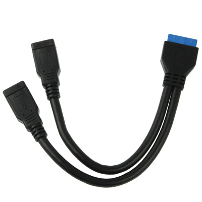 2 x USB 3.0 AF to USB 3.0 20 Pin Female Cable, Length: 20cm