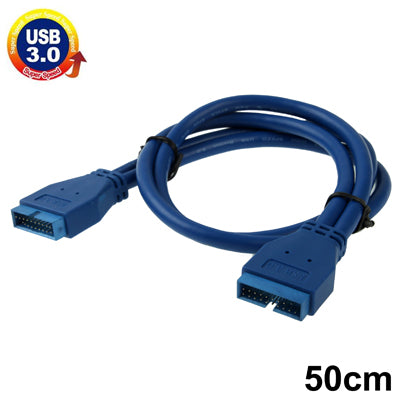 USB 3.0 Motherboard 20 Pin Male to 20 Pin Male Extension Cable, Length: 50cm