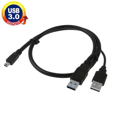 Mini 10pin USB 2.0 to USB 3.0 AM + USB 2.0 AM Cable, Length: 60cm