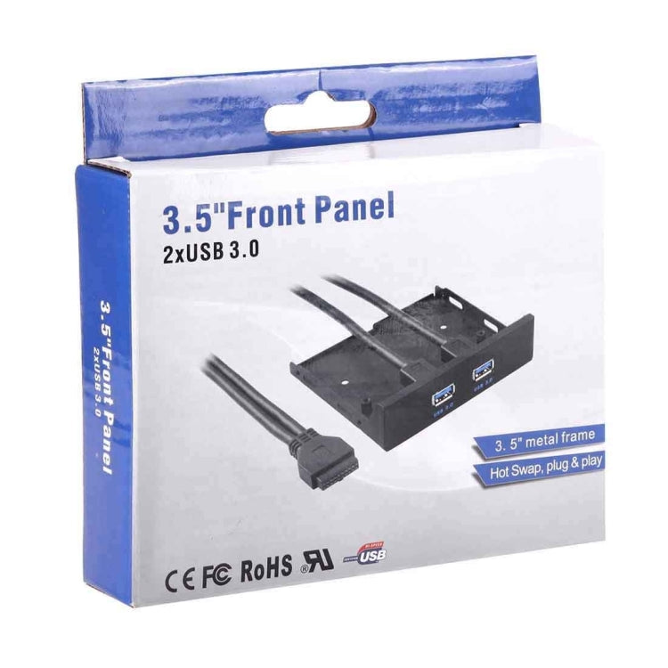 Super Speed Dual USB 3.0 Front Panel, Fit with PC 3.5 inch Bay Properly, Hot Swap, Plug and Play(Black)
