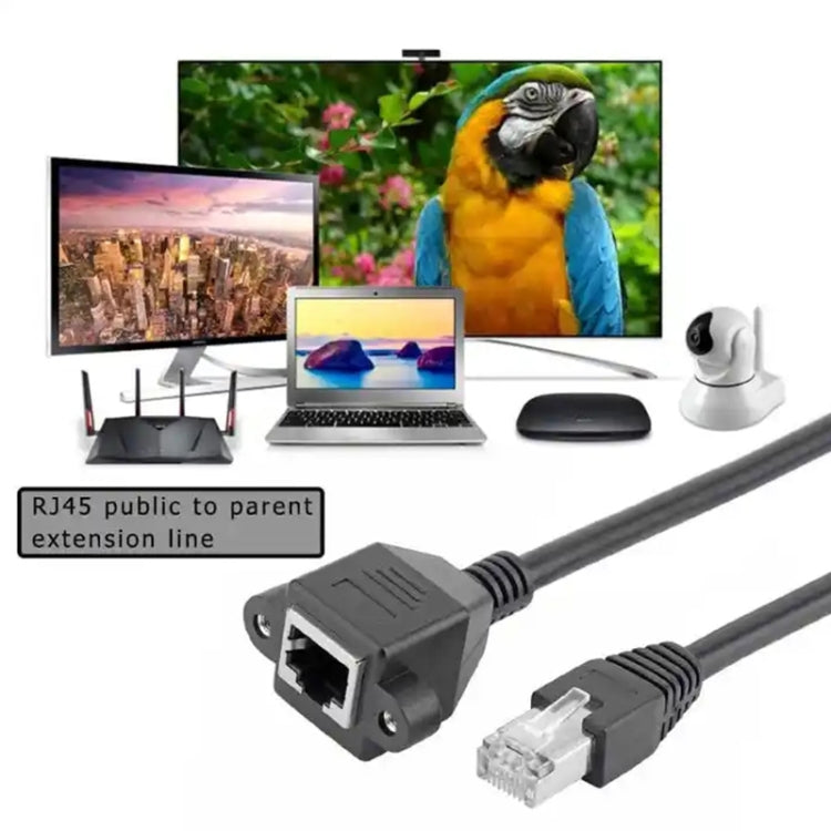 RJ45 Female to Male Cat Network Extension Cable, Length: 1.5m(Black)