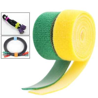 Multifunction Hook and Loop Fastener Computer Cable Ties, Yellow & Green (Width: 20mm, Length: 2 x 50cm)
