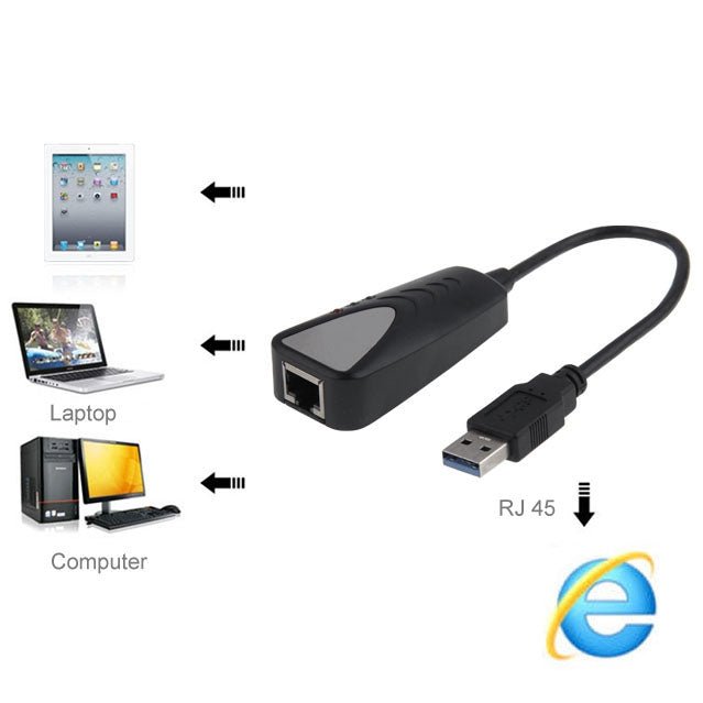 USB 3.0 To 10/100/1000Mbps Gigabit Ethernet RJ45 LAN Network Adapter, Length Cable: 15cm