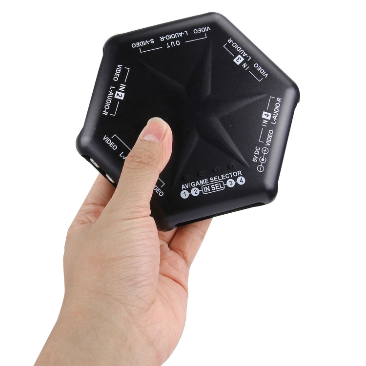 AV-666D Multi Box RCA AV Audio-Video Signal Switcher + 3 RCA Cable with Remote Control, 4 Group Input and 1 Group Output System(Black)