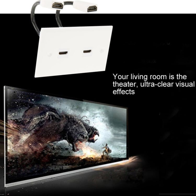 Dual HDMI Female to HDMI Female Cables Wall Plate Panel, Cable Length: 18.5cm