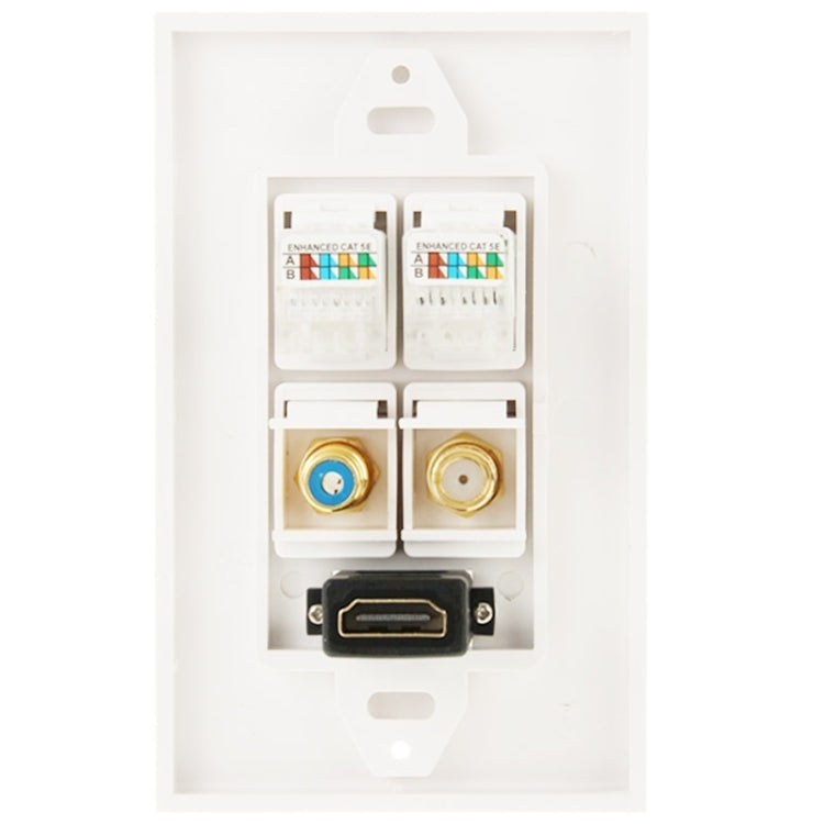 HDMI Female Plug + RCA Female Plug + 2 x 8pin Ethernet Line RJ45 Jacks Wall Plate Panel