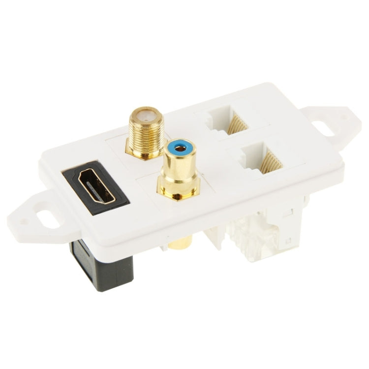 HDMI Female Plug + RCA Female Plug + 2 x 8pin Ethernet Line RJ45 Jacks Wall Plate Panel