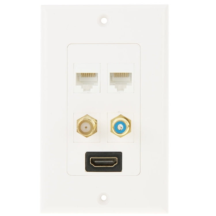 HDMI Female Plug + RCA Female Plug + 2 x 8pin Ethernet Line RJ45 Jacks Wall Plate Panel