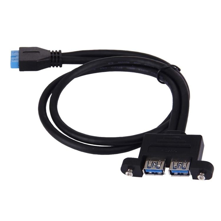 23.5cm USB 3.0 Plate Line 2 Ports / USB 3.0 A Female to 20 Pin Cable(Black)