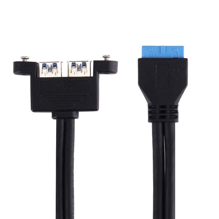 23.5cm USB 3.0 Plate Line 2 Ports / USB 3.0 A Female to 20 Pin Cable(Black)