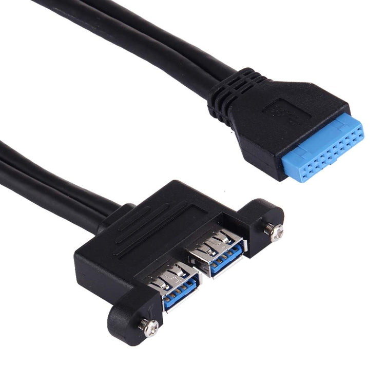 23.5cm USB 3.0 Plate Line 2 Ports / USB 3.0 A Female to 20 Pin Cable(Black)